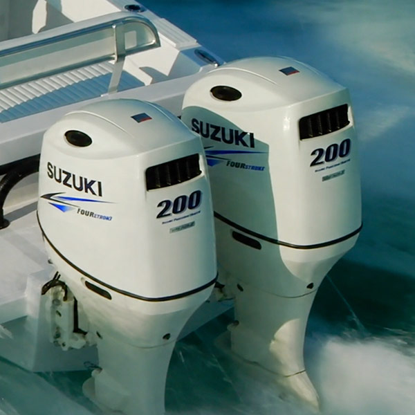 Suzuki outboard motors at Scipio Creek Marina in Apalachicola